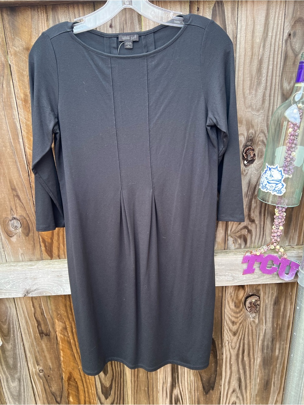 👗J.Jill Black Ponte Sheath Dress - Three-Quarter Sleeve